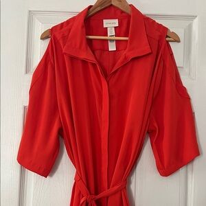 Chicos Orange Cold Shoulder Dress